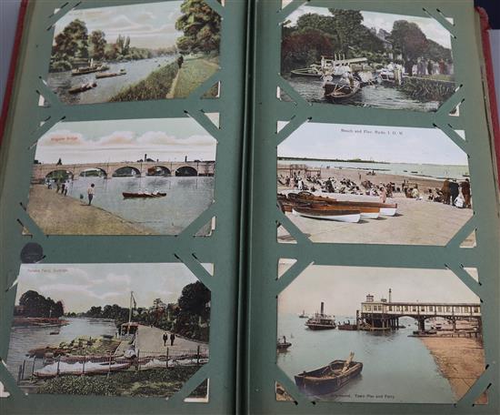 Two albums of Edwardian and later postcards, including views of Brighton and Victorian photo album